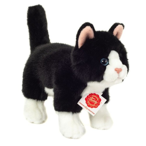 Katze stehend teddy - s/w,
